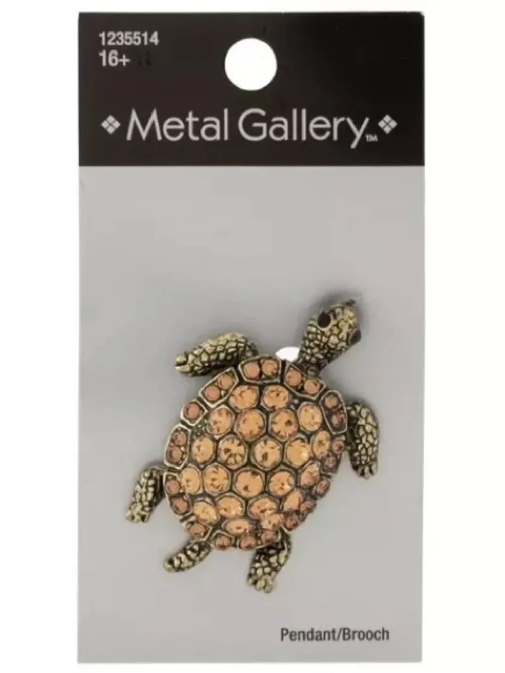 New Metal Gallery Sea Turtle Rhinestone Brooch